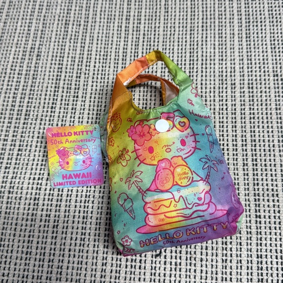 Hello Kitty 50th Anniversary Hawaii Shopping Reusable Grocery Tote Bag Fold Up - Picture 5 of 5